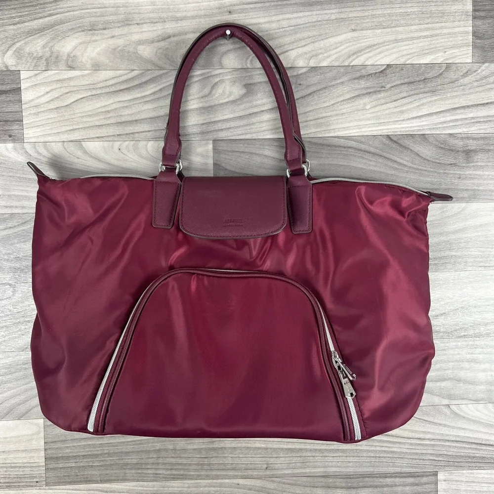 Aimee Kestenberg Duffle Tote Bag Womens‎ Red Double Handle Inner Pockets Travel